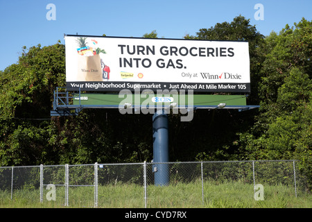 winn dixie supermarket large advertising sign highway billboard gantry florida city usa Stock Photo