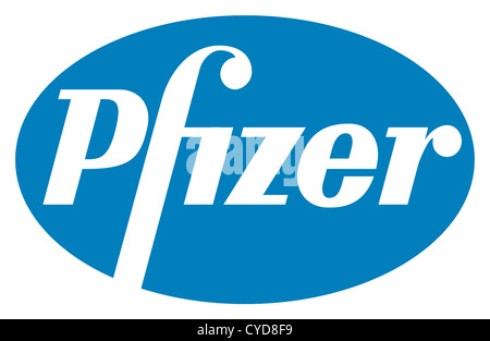 Logo of the U.S. pharmaceutical company Pfizer with seat in New York. Stock Photo