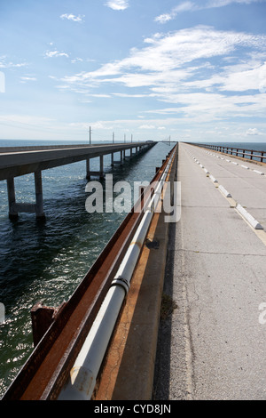 above old and new seven mile bridge in marathon in the florida keys Stock Photo