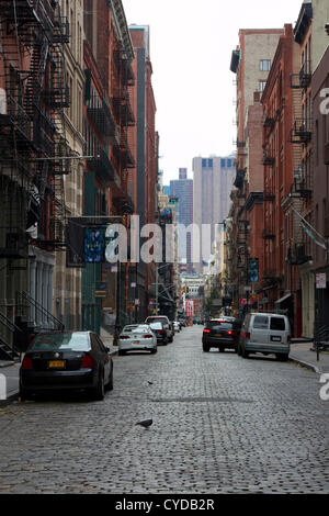 NEW YORK, NY - OCTOBER 31, 2012: Streets in the blackout zone in Lower Manhattan lie eerily deserted in New York, NY, on October 31, 2012. Stock Photo