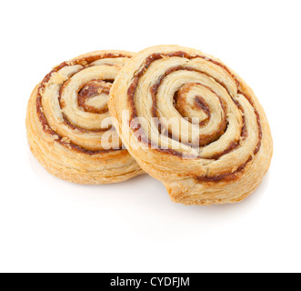 Two sweet buns. Isolated on white. One bun available Stock Photo