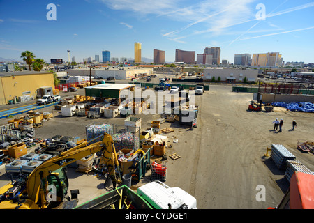 The Wynn Casino and other resorts on Las Vegas Strip as seen from a boom truck in a recycling yard. © Craig M. Eisenberg Stock Photo