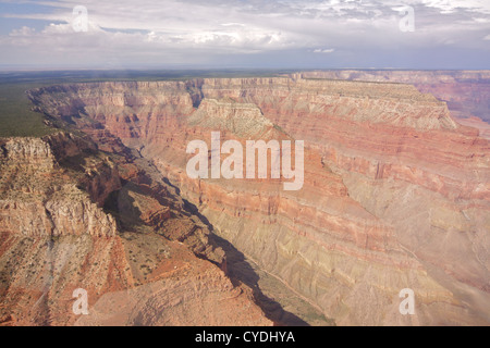 Aerial view of the South Rim of the Grand Canyon showing rock strata Stock Photo