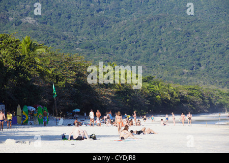 People on Lopes Mendes beach, Ilha Grande, Rio de Janeiro State, Brazil Stock Photo