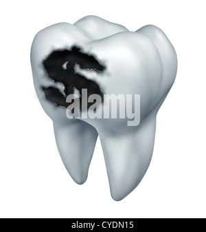 Tooth cavity close up and cavities symbol showing a magnifying glass ...