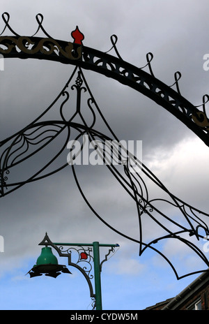 A Detail of the Gate at the entrance to Brick Lane and Bengali Lamp, Banglatown, London Stock Photo