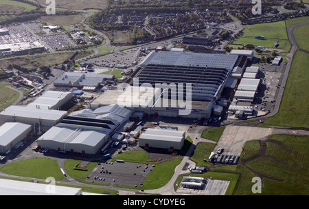 aerial view of British Aerospace factory at Hawarden Airfield near Chester in Cheshire Stock Photo