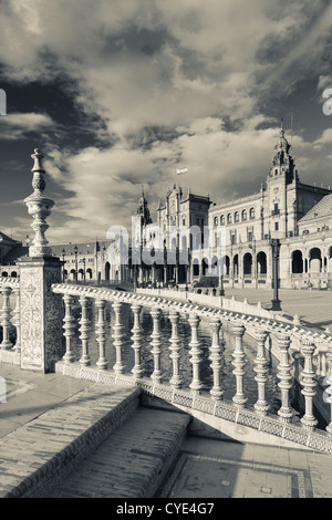 Spain, Andalucia Region, Seville Province, Seville, buildings of the Plaza Espana Stock Photo