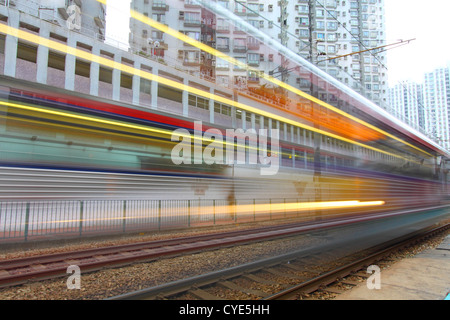 Traffic through downtown in Hong Kong Stock Photo