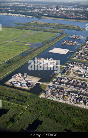 The Netherlands, Almere, Construction residential district. Aerial. Stock Photo