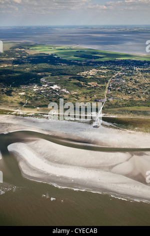 The Netherlands, Schiermonnikoog Island, belonging to Wadden Sea Islands. UNESCO World Heritage Site. Aerial. Stock Photo
