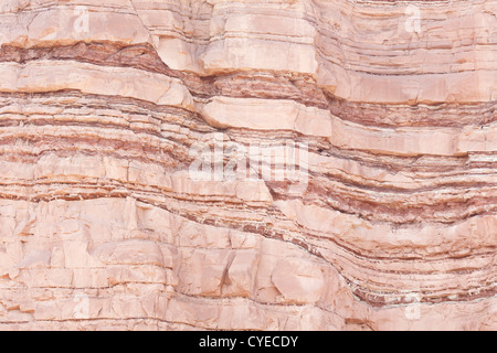 Detail of geological formations in faulted sandstone sedimentary rock Stock Photo