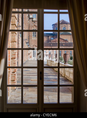Terrace of Reggia di Venaria near Turin, Italy, seen from inside Stock Photo