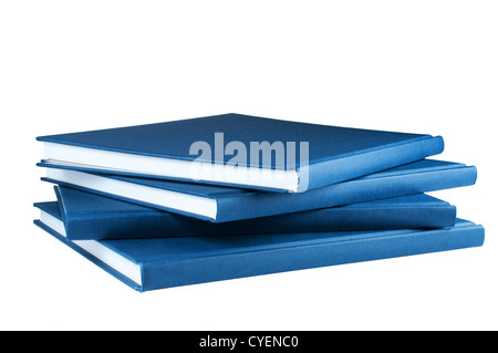 Four blue notepads isolated on white background Stock Photo