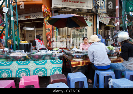 Typical Cook-Shop on a Market in Phnom Penh, Cambodia Stock Photo