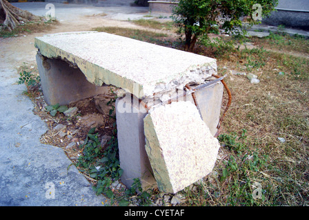 Fracture of the cement stool Stock Photo