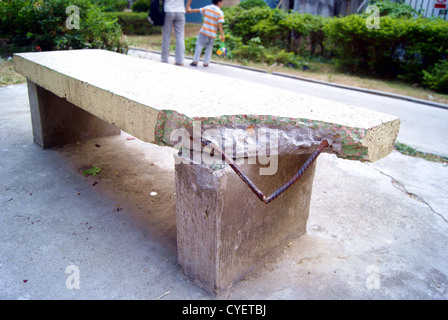 Fracture of the cement stool Stock Photo