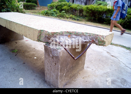 Fracture of the cement stool Stock Photo