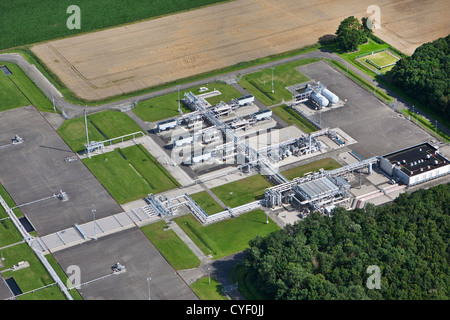The Netherlands, Appingedam. Gas distribution center. Aerial. Stock Photo