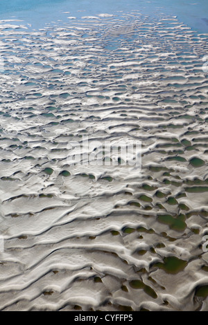 The Netherlands, Nieuw Namen, Westerschelde river. Tidal sandbank. Aerial. Stock Photo