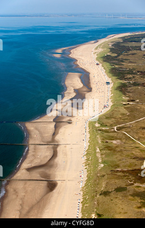 The Netherlands, Domburg, Beach. Aerial. Stock Photo