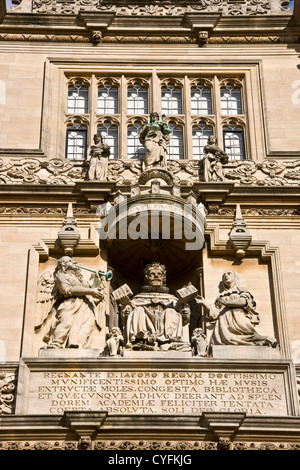 Detail of grade 1 listed Tower of the Five Orders Bodleian Library Oxford Oxfordshire England Europe Stock Photo