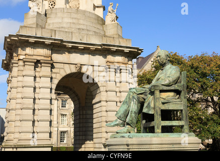 Statue of Irish historian William Edward Hartpole Lecky in Trinity College University of Dublin, Ireland, Eire Stock Photo