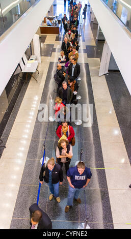 ARLINGTON, VIRGINIA, USA - People wait in long line on November 2, 2012 for absentee voting in 2012 Presidential election. Stock Photo