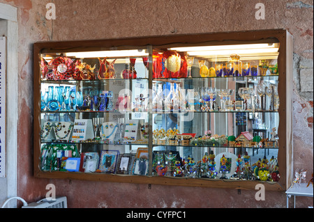 Handmade glassware on sale, Murano Island, Venice, Italy. Stock Photo