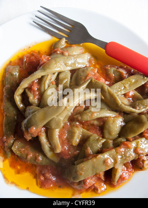 Greek Cuisine. Green Beans in Olive Oil Stock Photo