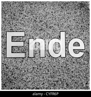 keyboard symbols on the pavement in front of the uinversity library Berlin: Ende, end Stock Photo