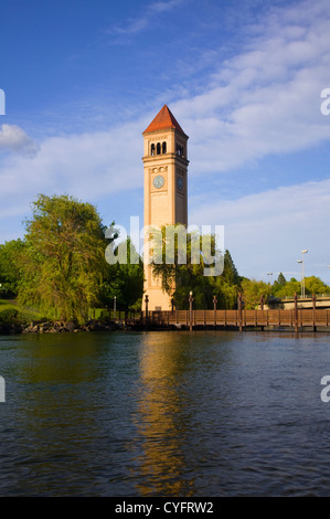 WA05543-00...WASHINGTON - The Clock Tower and pond at Riverfront Park located along the Spokane River in downtown Spokane. Stock Photo