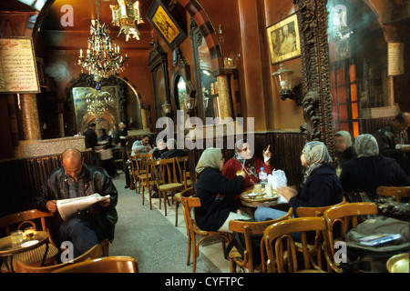 Egypt, Cairo, Market area, the great Bazaar of Khan al-Khalili. Famous coffeehouse: Fishawi. Stock Photo