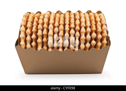 Pack of crispy waffles isolated over white background Stock Photo