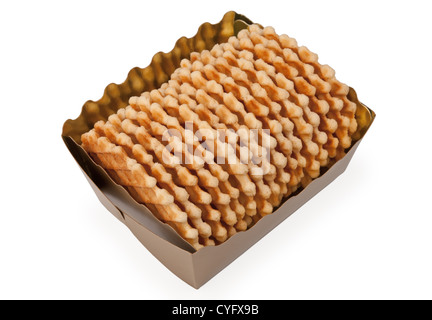 Package of crispy waffles isolated over white background Stock Photo