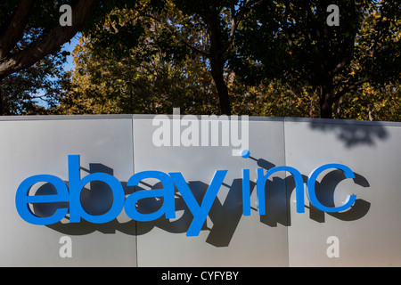 The headquarters of eBay, with a new logo.  Stock Photo