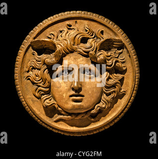 Head of Medusa Bronze ornament from a chariot pole Imperial 1st–2nd century A.D. Roman 11cm  Italy Italian Stock Photo