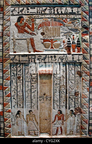 Funerary Stela of the Royal Sealer Neferiu Dynasty 8–11  2150 BC Egypt Northern  Dendera Limestone 115 cm Stock Photo