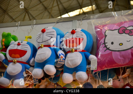 Toys of Doraemon and Hello Kitty in XVIII saló del Manga in Barcelona Stock Photo