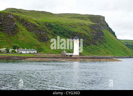 Rhuba nan Gall onshore Lighthouse just North of Tobermory on the Isle of Mull.  SCO 8770. Stock Photo