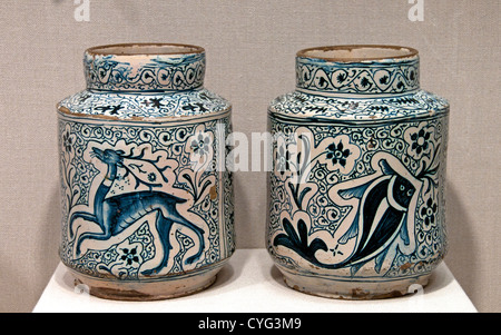 Pharmacy Jar 15th Century Florence Tuscany Italy Earthenware tin glaze Majolica Ceramics Stock Photo