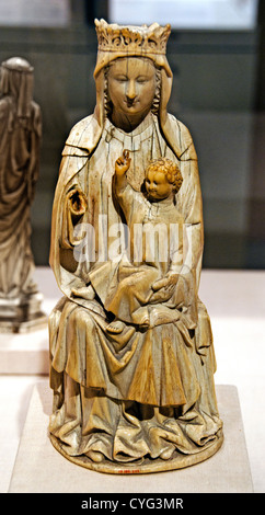 Virgin and Child 14th France French Ivory 28 cm Jesus Christ Mary Stock Photo