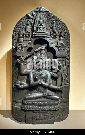 Manjuvajra Mandala 11th century Bangladesh or India Bengal Black stone 130 cm Sculpture Stock Photo
