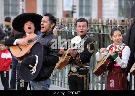 Mariachi Band singers, Puerta Sol Square Plaza, Central Madrid, Spain Stock Photo