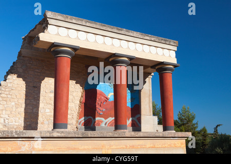 Ancient Knossos palace at Crete island in Greece. Greece. Knossos Palace, is the largest Bronze Age archaeological site on Crete Stock Photo