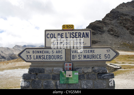 FRANCE - Col de L'Iseran summit / signage Stock Photo