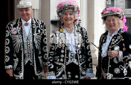 Pearly King and Pearly Queens of London Stock Photo