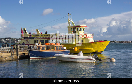 Passenger Ferry from Poole Quay at the quayside of Brownsea Island, Poole Harbour, Dorset, England, UK. Europe Stock Photo