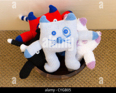 Knitted toy cats Stock Photo
