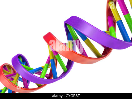 DNA Double Helix Model on white background - 3D render - Concept image Stock Photo